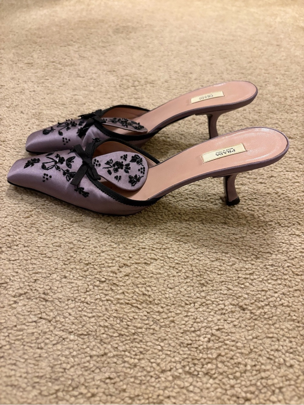 RARE Prada Purple Satin Embellished Kitten Heels - Picture 8 of 9